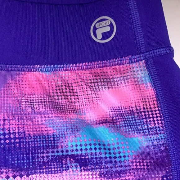 FILA Techno Color Bold Miami Pink Purple multi legging pant girls Medium - Picture 2 of 7